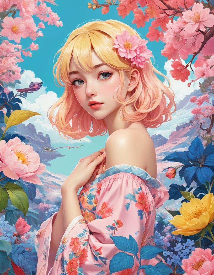An intricate collage of vibrant, stylized anime characters showcasing various artistic styles of hentai, intertwined with delicate floral motifs and abstract patterns. Incorporate elements of adult animation and manga, with a surreal twist representing the depth of erotic artistry. The background should be a dreamy blend of pastel colors to evoke a sense of exploration and creativity. Include subtle nods to classic art techniques, creating a contrast between traditional and modern artistry. surrealism. vibrant colors. intricate details.